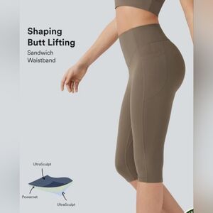 HALARA Olive Green High-Waist Butt-Lifting Capri Leggings